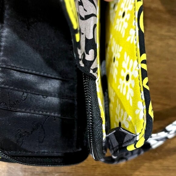 Vera Bradley Set Of 2 Wallets & Coin Pouch In Floral Quilted Cotton Pink & Yello - Picture 6 of 8
